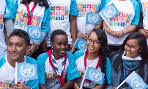 Students at a UN-backed development project site that supports vulnerable populations in Antananarivo, Madagascar.