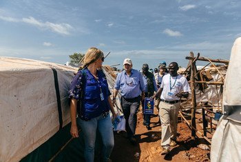 On 2 August 2016, Emergency Relief Coordinator, Stephen O’Brien (centre), visited the protected site adjacent to the UNMISS base in Wau, South Sudan, where more than 20,000 people are seeking protection as a result of recent conflict.