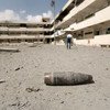 2014年的加沙冲突两年后，加沙城的一所学校内，仍可见战争遗留的弹壳。儿基会图片/Eyad El Baba