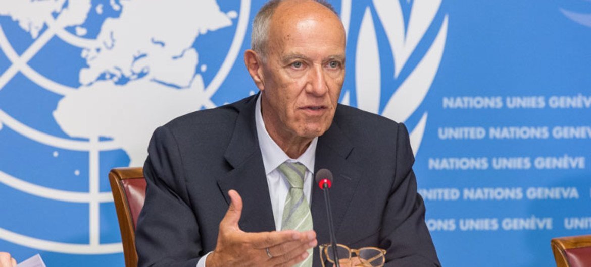 WIPO Director General Francis Gurry presents the Global Innovation Index 2016 at a press conference at the United Nations Office at Geneva