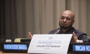 Mubinoddin Shaikh, former Taliban radical, addresses the General Assembly High-level Thematic Conversation on Children and Youth affected by Violent Extremism.