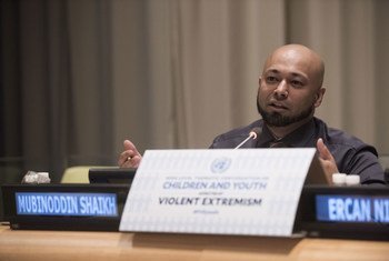 Mubinoddin Shaikh, former Taliban radical, addresses the General Assembly High-level Thematic Conversation on Children and Youth affected by Violent Extremism.