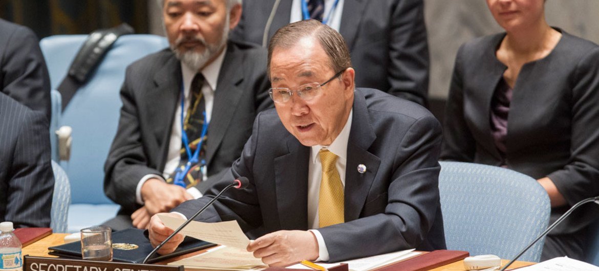 من الأرشيف: الأمين العام بان كي مون في جلسة  نقاش مفتوحة لمجلس الأمن حول موضوع انتشار أسلحة الدمار الشامل. الصورة: الأمم المتحدة / جى سي ماكلوين