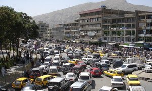 Traffic in the Afghan capital Kabul.