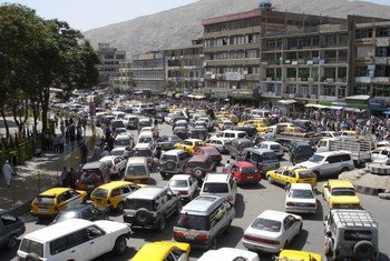 阿富汗首都喀布尔市中心早上拥挤的交通