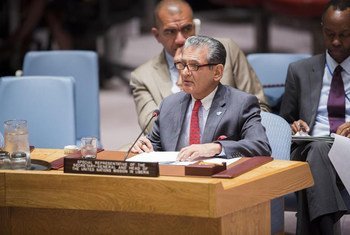 Special Representative of the Secretary-General and head of the UN Mission in Liberia (UNMIL), Farid Zarif, briefs the Security Council.