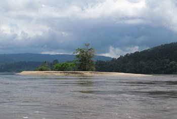 A view of the Ivindo River flowing through Ivindo National Park in east-central Gabon.