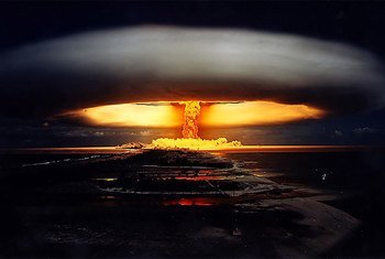 1971年在法属波利尼西亚进行的”独角兽核试验“。图片来源：核禁试条约筹备委员会