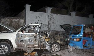 Violent extremists have carried out bombings in the Somali capital of Mogadishu on various occasions. Shown here is the aftermath of a car bomb attack on the city's Banadir Beach hotel on 25 August 2016.