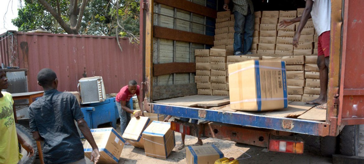 As the biggest emergency yellow fever vaccination campaign ever held in Africa gets underway in the Democratic Republic of the Congo (DRC), vaccines and supplies arrive in the capital Kinshasa and are loaded onto trucks to be dispatched to where they are 