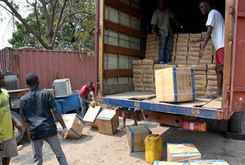 As the biggest emergency yellow fever vaccination campaign ever held in Africa gets underway in the Democratic Republic of the Congo (DRC), vaccines and supplies arrive in the capital Kinshasa and are loaded onto trucks to be dispatched to where they are 