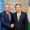 Le Secrétaire général Ban Ki-moon a rencontré plusieurs fois le Président de la Republique d'Ouzbékistan, Islam Karimov (photographié en septembre 2010. Archives) Photo ONU/Evan Schneider