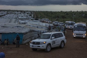 A delegation from the United Nations Security Council visits a camp for the internally displaced persons in Juba, South Sudan on 3 September 2016.