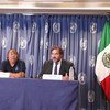 Rueda de prensa ofrecida hoy en México por el Grupo de Trabajo de las Naciones Unidas sobre Empresas y Derechos Humanos. Foto: CINU México