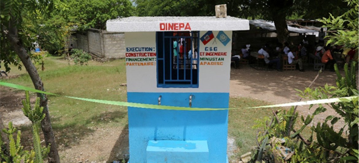 One of seven drinking water kiosks for residents of Madame Cyr, Haiti.