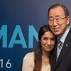 Secretary-General Ban Ki-moon (right) meets with Nadia Murad Basee Taha, a young Iraqi woman of the Yazidi faith, human rights activist and survivor of abduction and torture by the terrorist group Islamic State, on the margins of the World Humanitarian Su