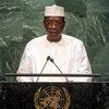 Le Président du Tchad, Idriss Déby Itno, devant l'Assemblée générale. Photo ONU/Cia Pak