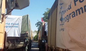 Un convoi de l'ONU transportant de l'aide pour des familles dans l'est d'Alep coincé à la frontière entre la Turquie et la Syrie. Photo PAM Moyen-Orient