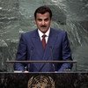 الشيخ تميم بن حمد آل ثاني، أمير دولة قطر، في المناقشة العامة للدورة الحادية والسبعين للجمعية العامة. المصدر: الأمم المتحدة / كيم هوتون