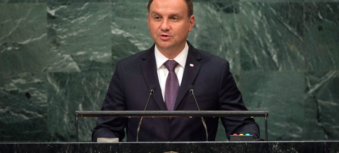 Президент Польши Анджей Дуда в Генеральной Ассамблее ООН в сентябре 2016 года Фото ООН