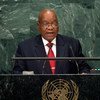 Le Président de l'Afrique du Sud, Jacob Zuma, s'exprimant lors du débat général de la 71ème session de l'Assemblée générale de l'ONU. Photo ONU/Manuel Elias