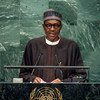 Le Président du Nigéria, Muhammadu Buhari, devant l'Assemblée générale des Nations Unies. Photo ONU/Cia Pak
