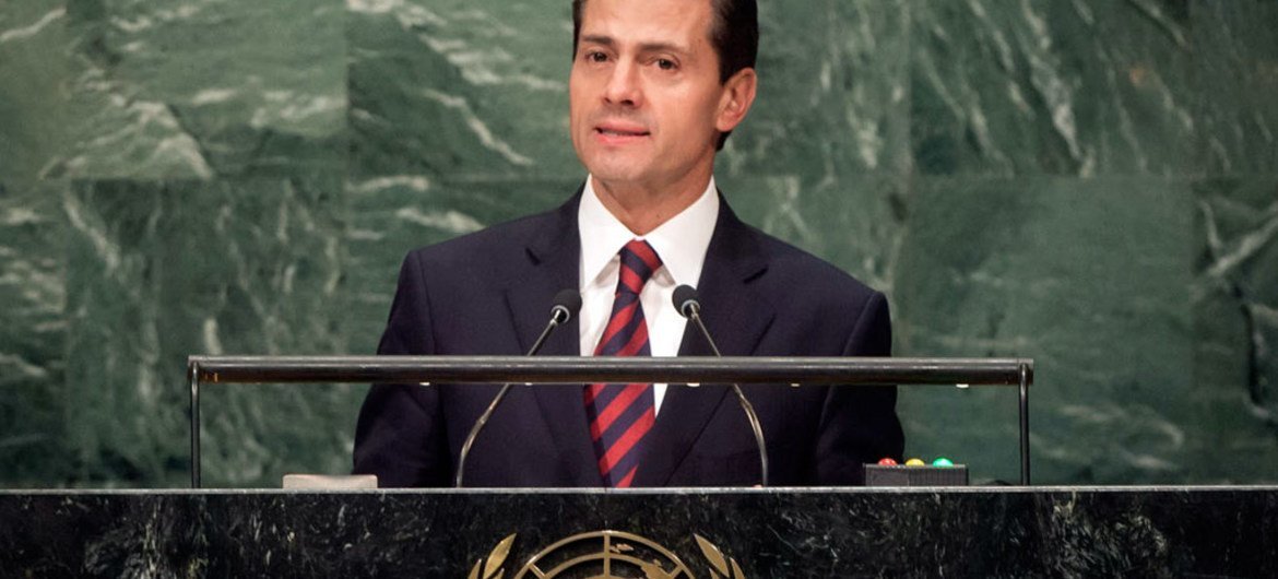 Enrique Peña Nieto en la Asamblea General. Foto: ONU/Cia Pak