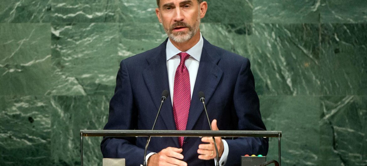 Felipe VI de España en la Asamblea General. Foto: ONU/Cia Pak