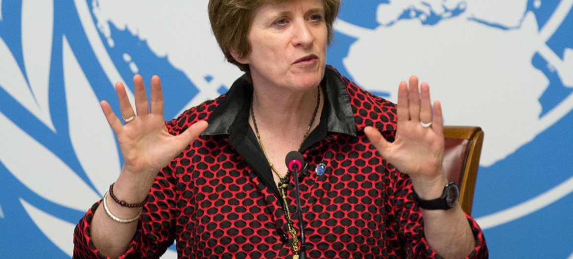 Kate Gilmore, Deputy UN High Commissioner for Human Rights, briefing journalists.