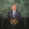El presidente de Colombia, Juan Manuel Santos, este miércoles, en su discurso ante la Asamblea General. Foto: ONU/Cia Pak