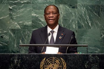 Le Président de la Côte d'Ivoire, Alassane Ouattara, devant l'Assemblée générale des Nations Unies. (Archives)