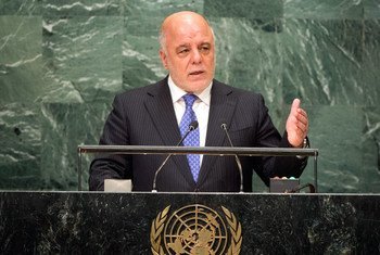 Le Premier ministre iraquien, Haider al-Abadi, devant l'Assemblée générale des Nations Unies. Photo ONU/Loey Felipe