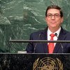 El ministro de Relaciones Exteriores de Cuba, Bruno Rodríguez Parrilla, habla ante la Asamblea General de la ONU. Foto de archivo: ONU/Cia Pak