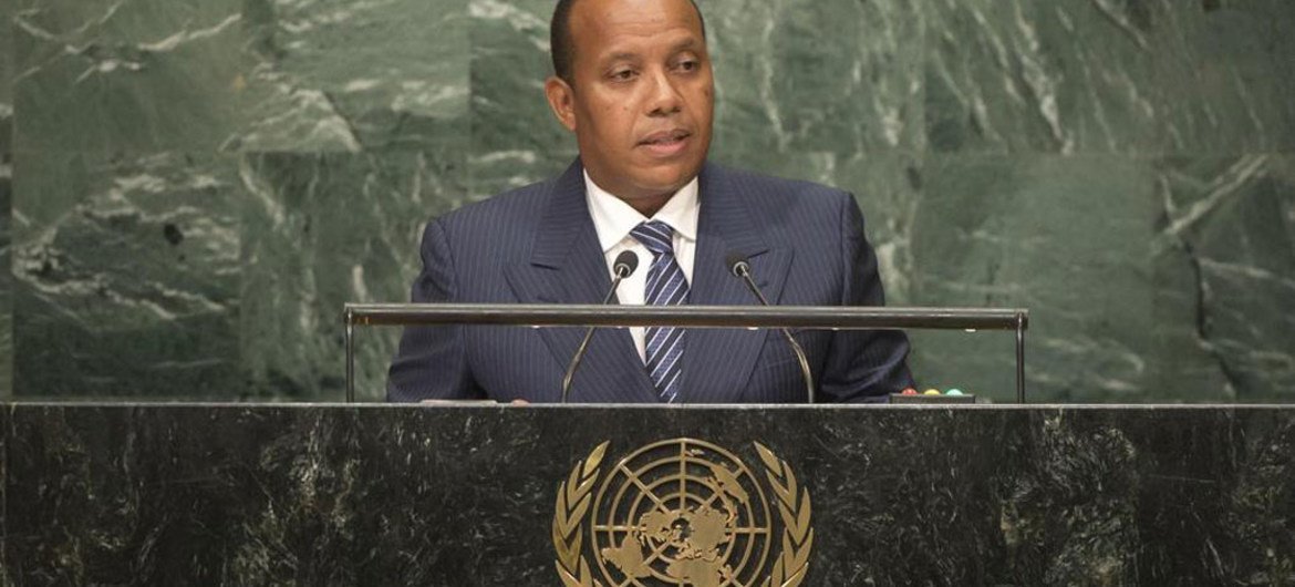 O Primeiro-Ministro Patrice Emery Trovoada, de São Tomé e Príncipe, discursa no debate geral da  Assembleia Geral
