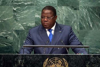 Le Ministre des affaires étrangères du Gabon, Emmanuel Issoze-Ngondet, devant l'Assemblée générale des Nations Unies. Photo ONU/Cia Pak