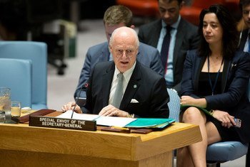 Staffan de Mistura, UN Special Envoy for Syria, addresses the Security Council.