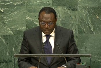 Le Représentant permanent du Togo auprès des Nations Unies, Kokou Kpayedo, devant l'Assemblée générale. Capture vidéo