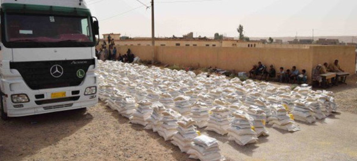 Cargamento humanitario del PMA para el norte de Iraq. Foto de archivo: PMA MENA