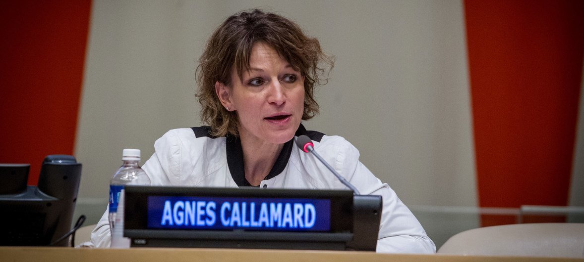 Relatora de direitos humanos das Nações Unidas Agnes Callamard. 