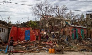 Le cyclone Matthew début octobre 2016 a causé d'importantes destructions en Haïti. Photo Logan Abassi/MINUSTAH
