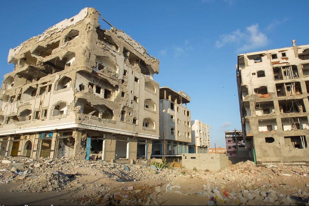 Des bâtiments bombardés à Aden, au Yémen. (archive)