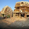 Разрушенное во время бомбёжек   здание  в Аденеб Йемен. Фото ВПП