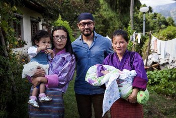 UNICEF Regional Goodwill Ambassador and film actor and director Aamir Khan (centre) in Bhutan to help advocate against malnutrition.