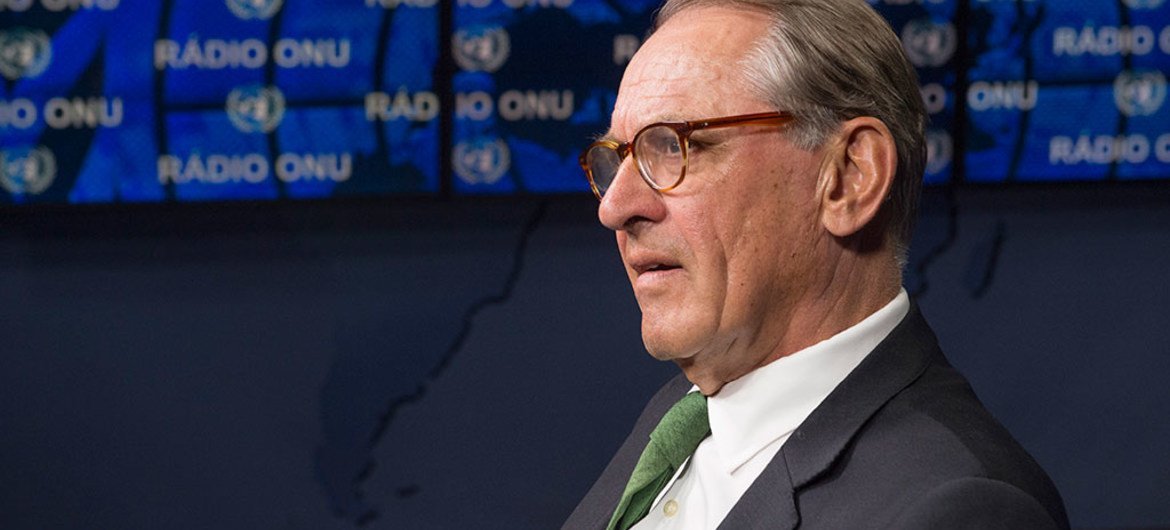 联合国常务副秘书长埃利亚松就海地霍乱问题接受联合国新闻中心的采访。联合国图片/Eskinder Debebe