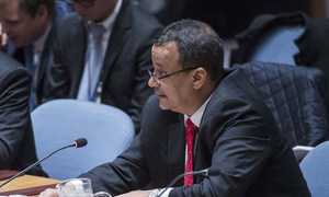 L'Envoyé spécial du Secrétaire général de l’ONU pour le Yémen, Ismail Ould Cheikh Ahmed, briefe le Conseil de sécurité. Photo ONU/Amanda Voisard