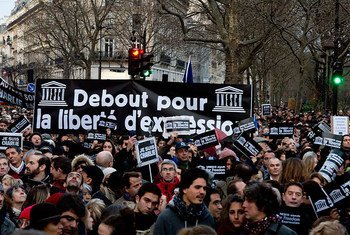 A view of participants in a march for freedom and solidarity in Paris, held in the wake of the deadly terrorist assault on French satirical magazine Charlie Hebdo. UNESCO/C. Darmouni