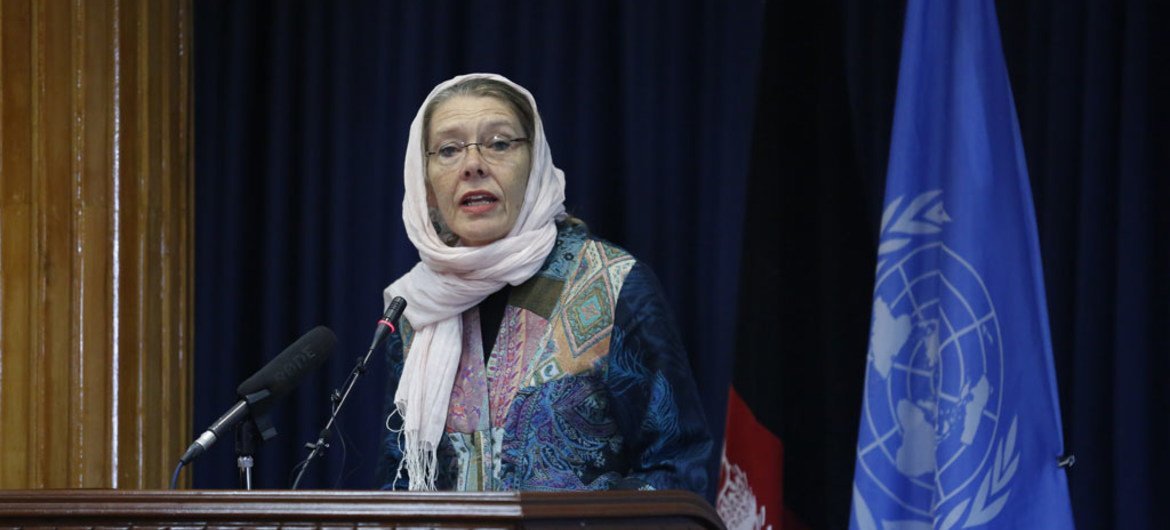La jefa de la UNAMA y representante especial de la ONU en Afganistán, Pernille Kardel. Foto: UNAMA/Fardin Waezi