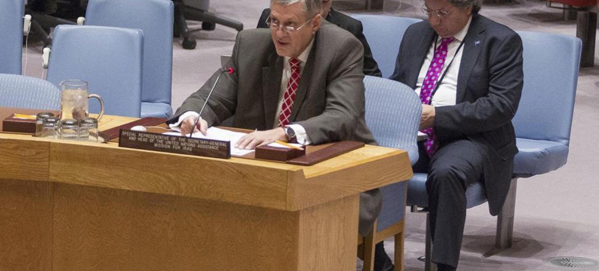 Le Représentant spécial du Secrétaire général pour l’Iraq, Ján Kubiš, briefe le Conseil de sécurité de l’ONU.