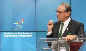 UN Deputy Secretary-General Jan Eliasson delivers address at the Brussels Conference for the Central African Republic.
