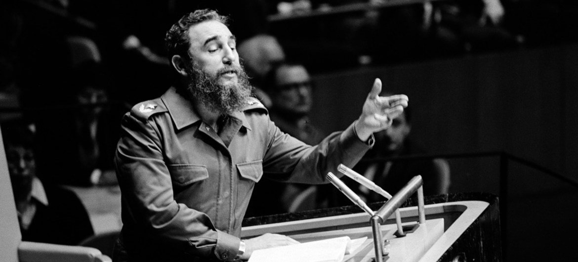 Fidel Castro Ruz, President of Cuba addressing the General Assembly at UN Headquarters in New York in 1979.